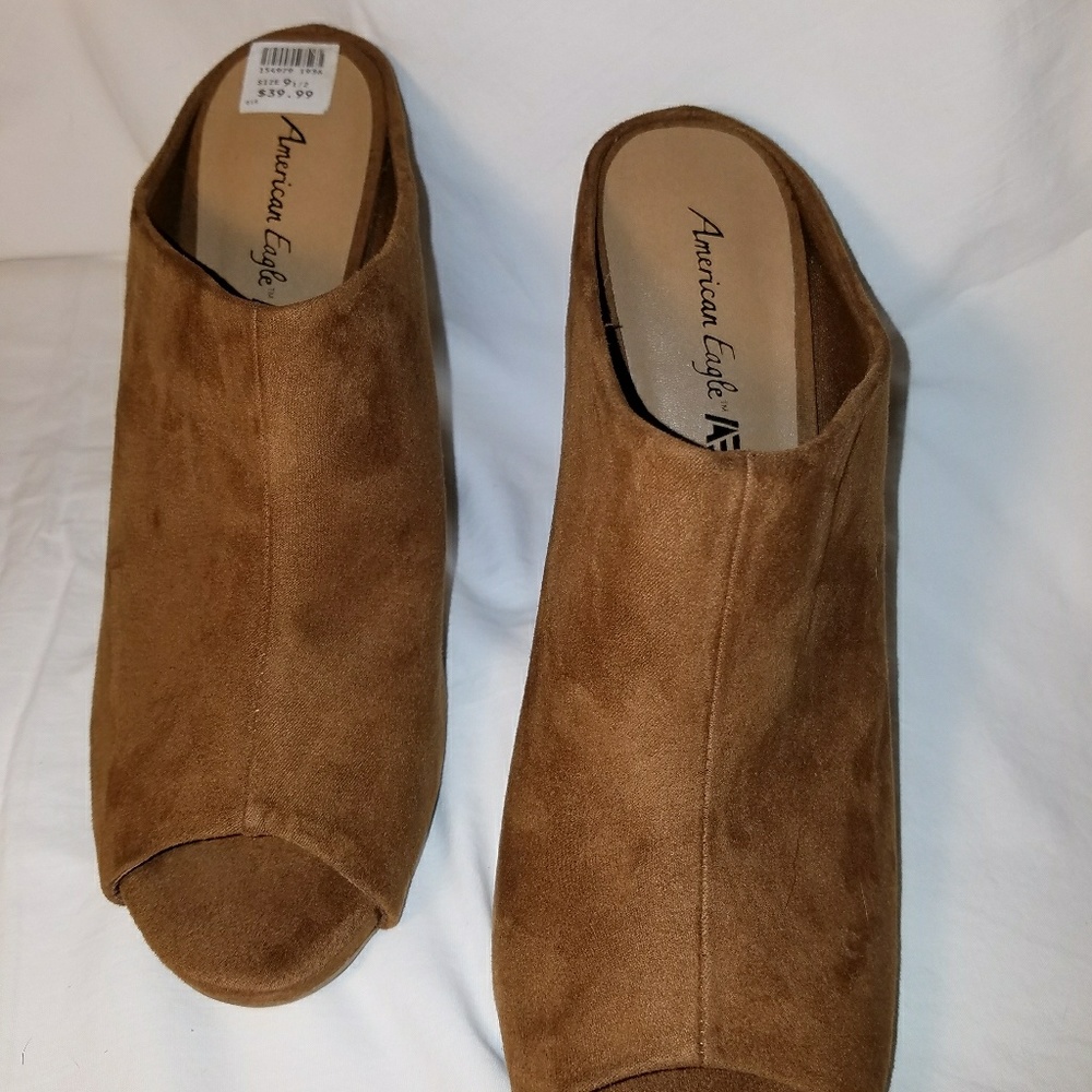 American Eagle Open Toe Boot Size 9.5 Brown Suede - Picture 7 of 8